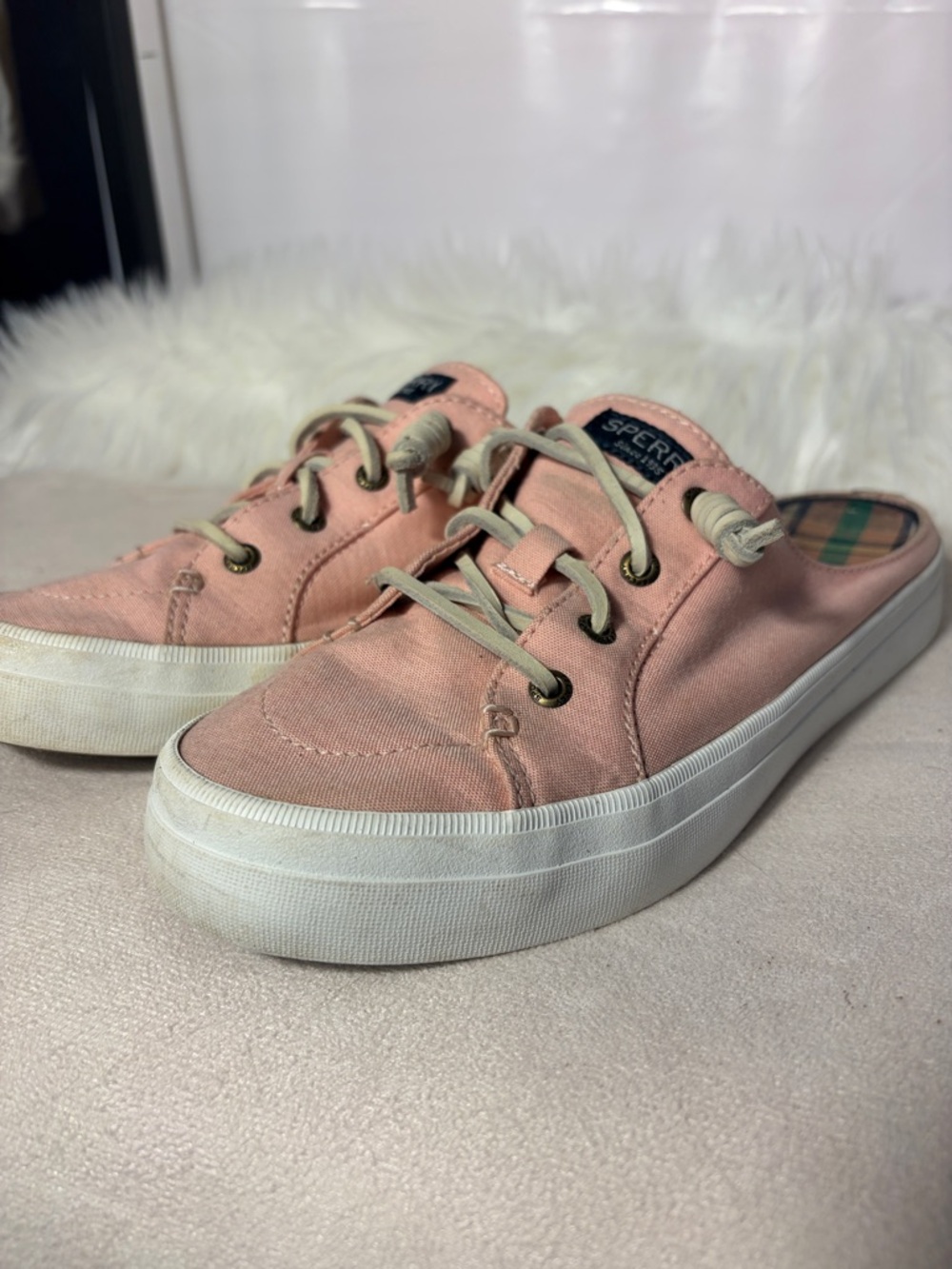 Sperry Pink Canvas Slip-On Mule Sneakers